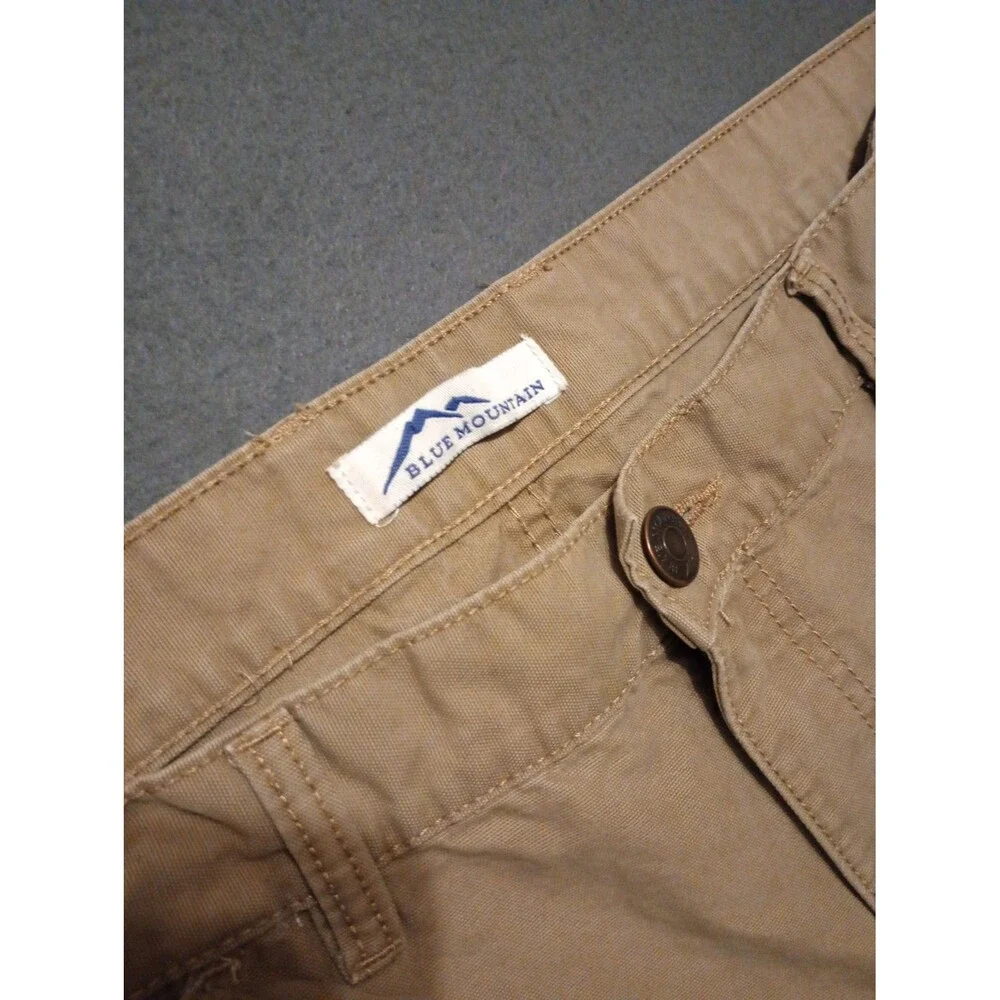Blue Mountain Carpenter Pants 44x32 Green Canvas Workwear Utility Distressed